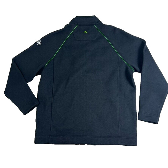 Tommy Bahama Knit Sweater Mens Large Blue Football Seattle Seahawks Mens Zip - Picture 2 of 11